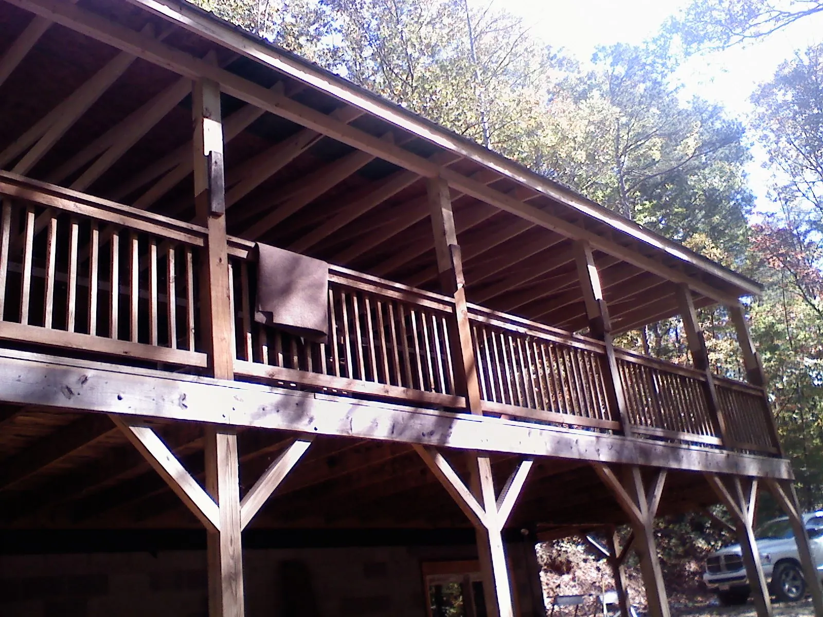 Timber framing under a new elevated porch and deck — Roof Leak Repair in Central Valley by Roofing Brothers